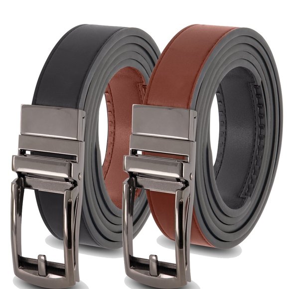 Reversible Ratchet Belts For Men-Genuine Leather-One Size-2 Colors, 1 Belt (1PK) - Picture 2 of 16